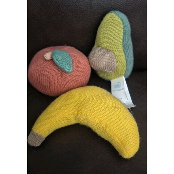Set Of (5) Cloud Island Fruits & Vegetable Plush Toy Pretend Play Rattles - Picture 4 of 5
